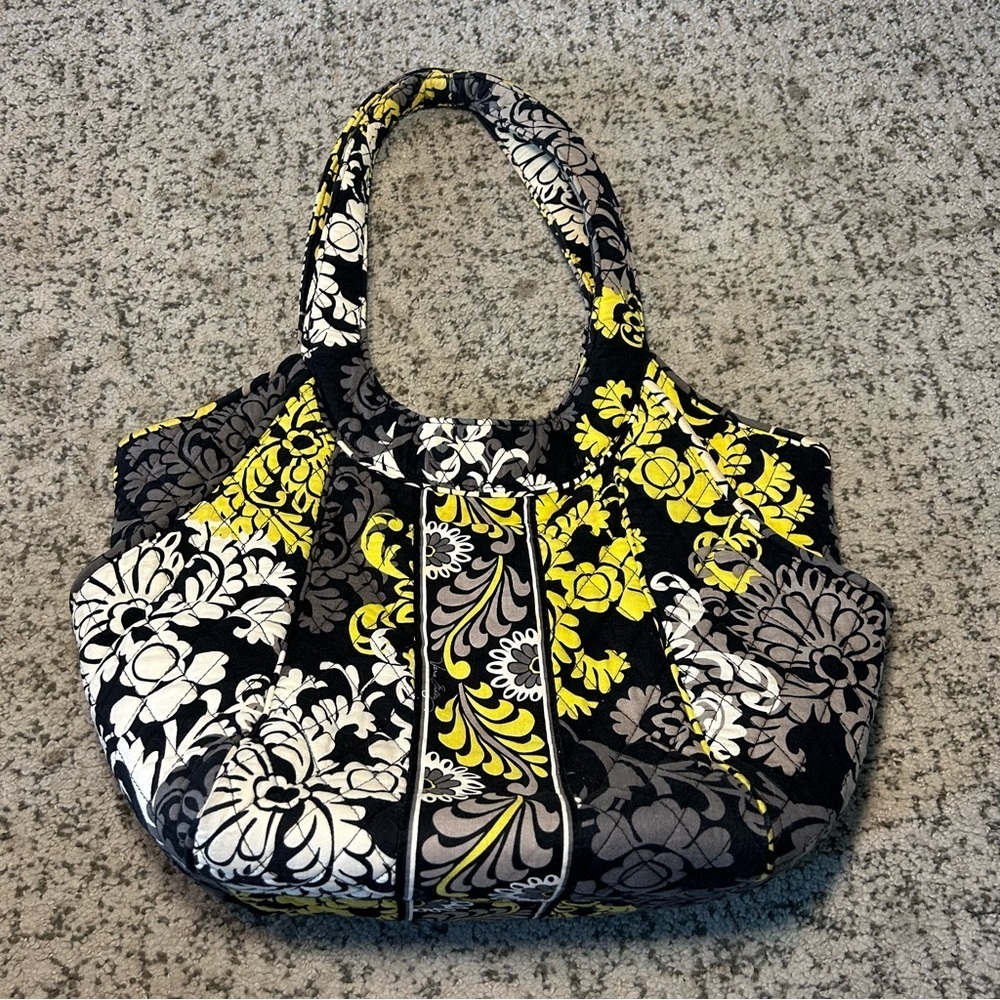 Vera Bradley Black & Yellow Baroque Hobo Shoulder Bag